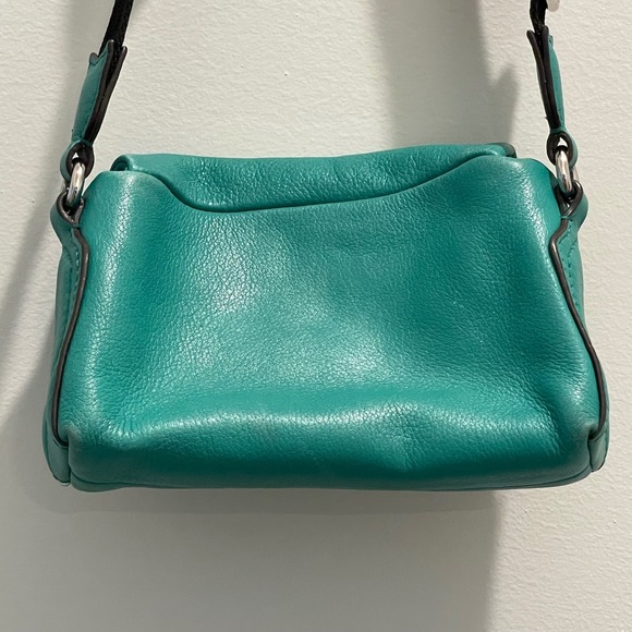 Aimee Kestenberg Teal Leather Crossbody Bag Magnetic Flap Leopard Lining Small - Picture 3 of 6